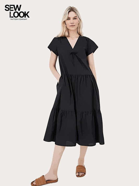 Aura Tired Dress Misses' PDF Pattern