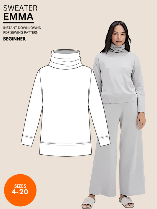 Emma Turtleneck Sweater PDF Pattern